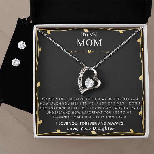 Necklace and Cubic Zirconia Earring Set for Mom